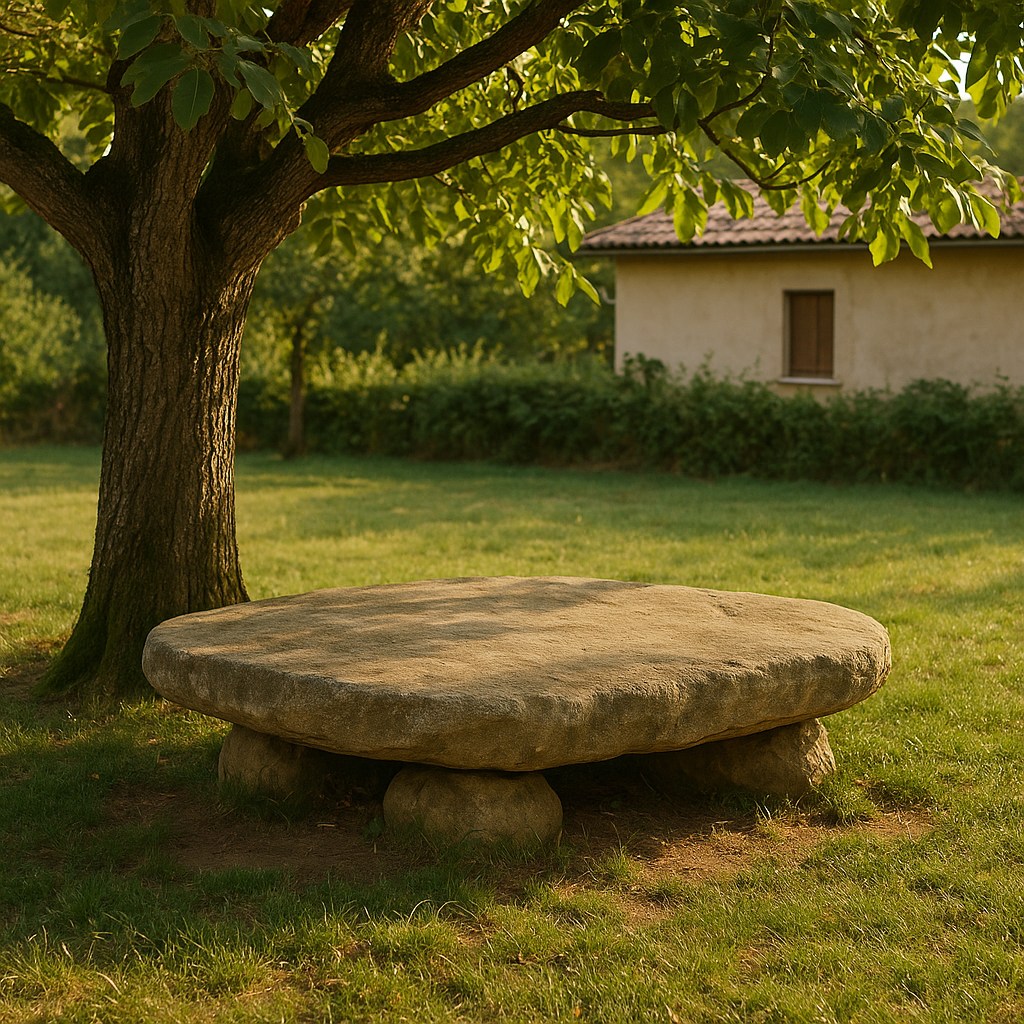 Grande sasso sotto l'albero di noce