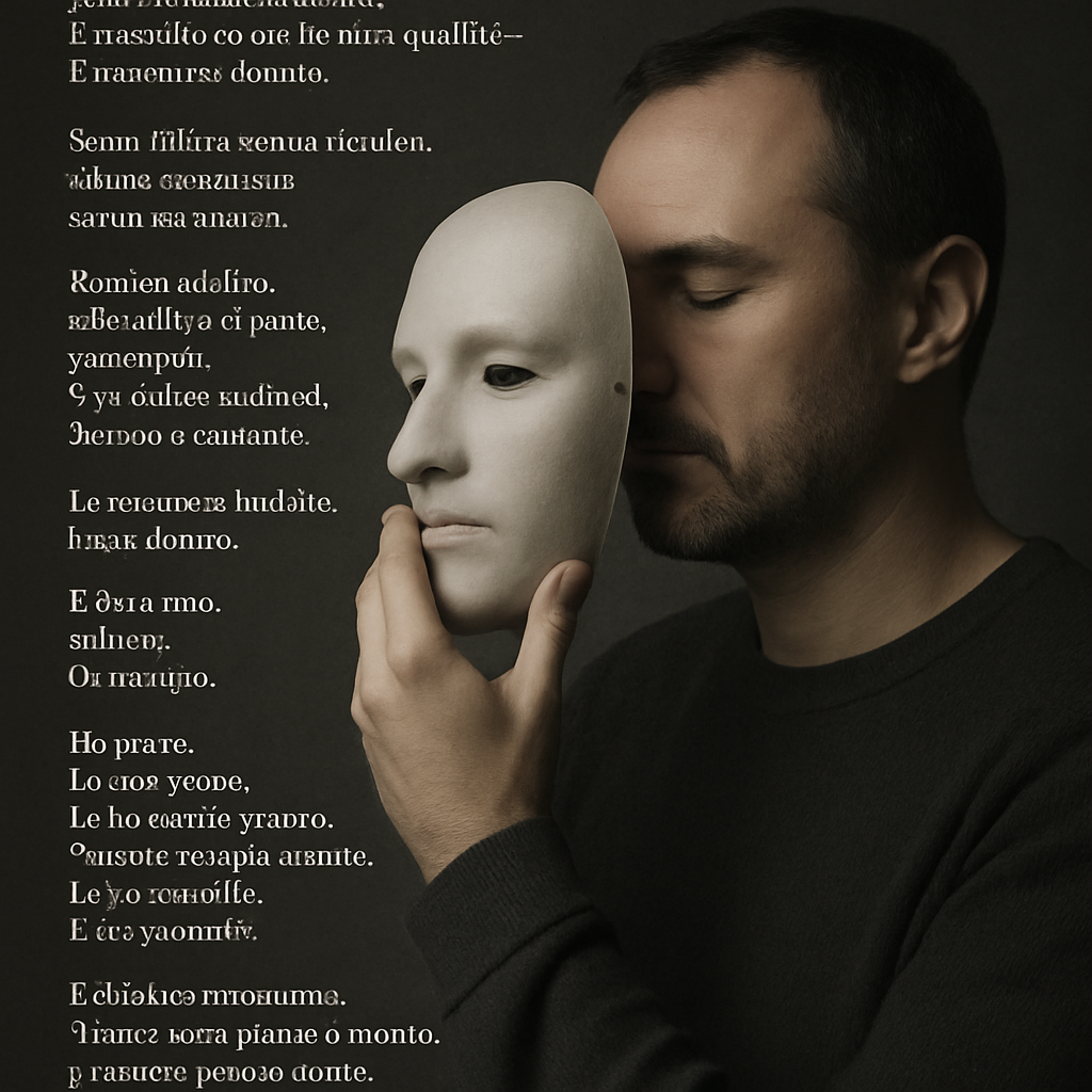 Mann nimmt seine Maske ab