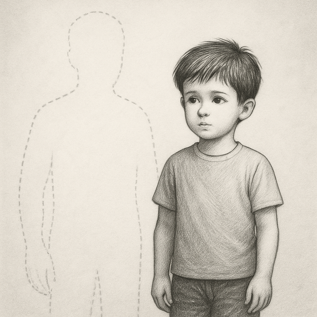 Uomo invisibile accanto ai bambini
