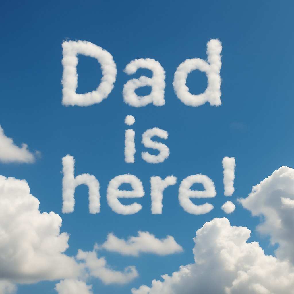 Cloud with inscription Dad is here